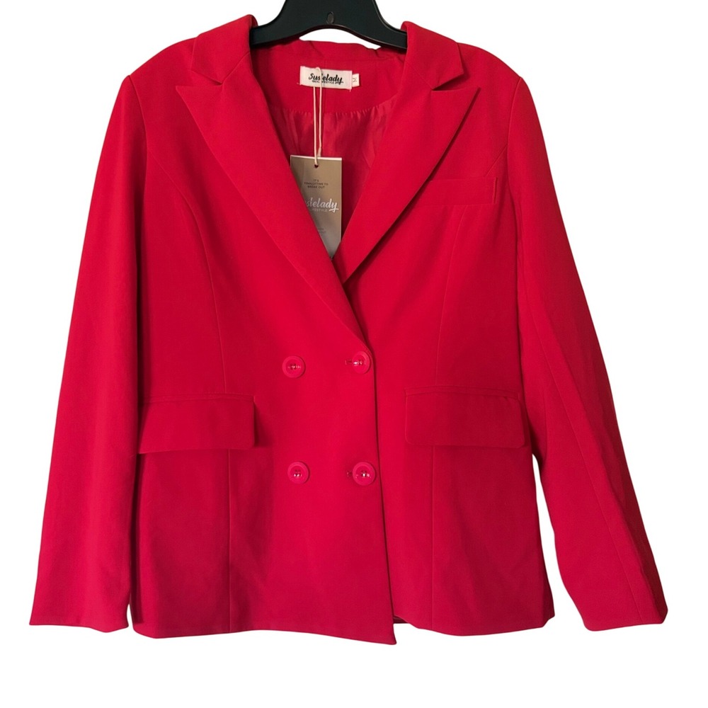 SusieLady Red Double Breasted Blazer Jacket‎